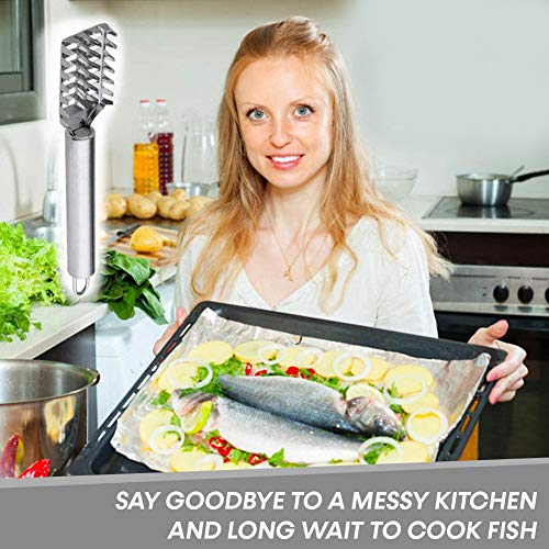 Comfecto Fish Scaler Remover, Stainless Steel Sawtooth Fish Skinner Descaler Tool Cleaner, Ergonomic Handle Scale Scraper Peeler, Easily Brush Scales Cleaning For Chef And Home Cooks #TOP6