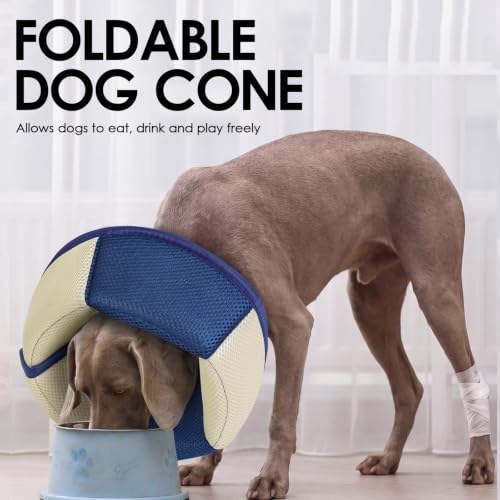 Image of AOFITEE Dog Cone Adjustable Soft Cone for Dog to Stop Licking, NavyBlue S