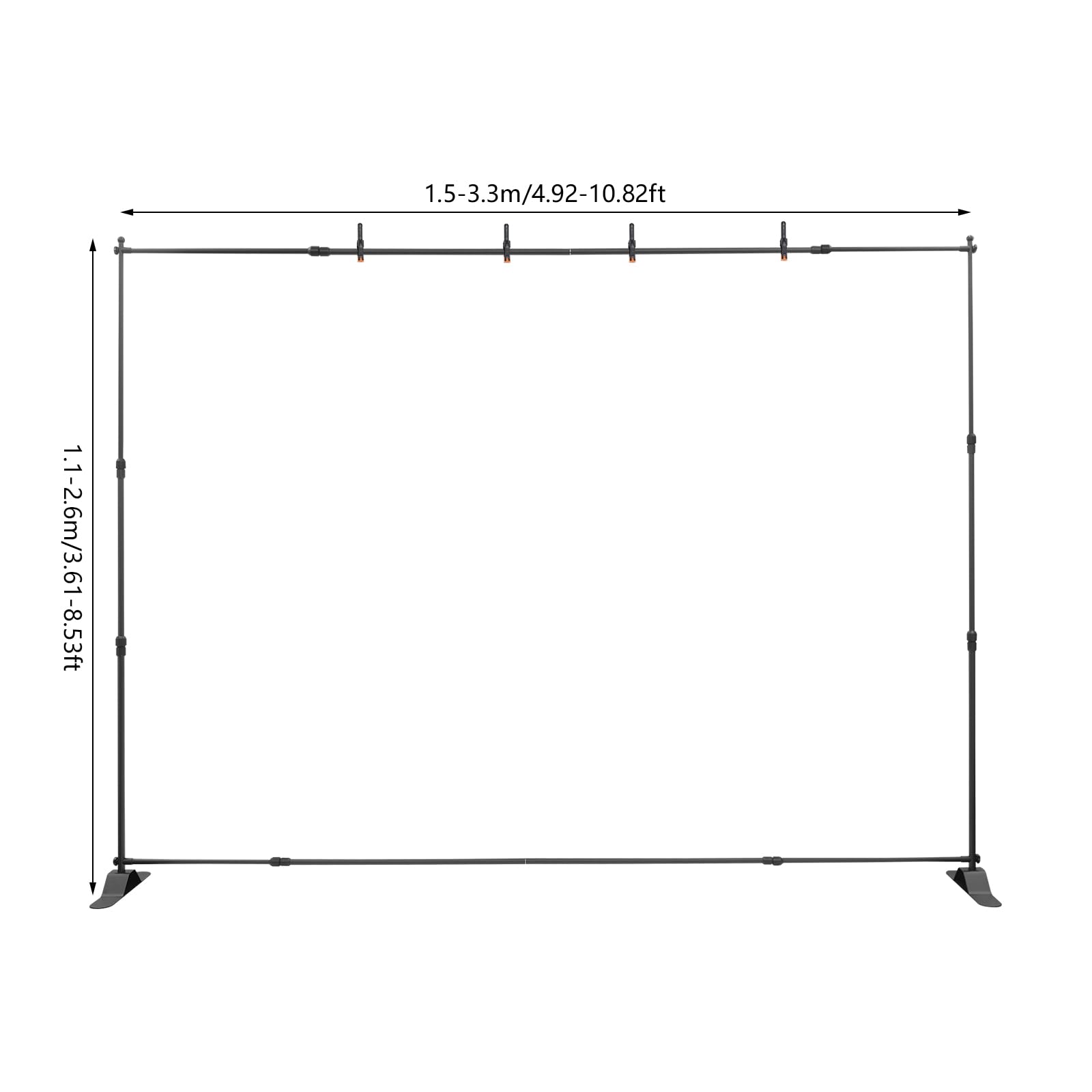 Soporte de fondo para fotos, 3,3 x 2,6 m, sistema de fondo ajustable con 4 pinzas de fondo para estudio fotográfico, retrato, fotografía de producto