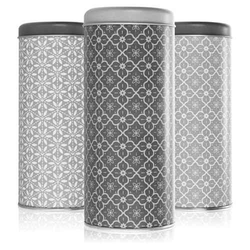 com-four® 3x Boîte à dosettes de café – Boîte métallique avec couvercle – Rangement pour café, thé ou biscuits au design vintage moderne (3 pièces - Set 4)