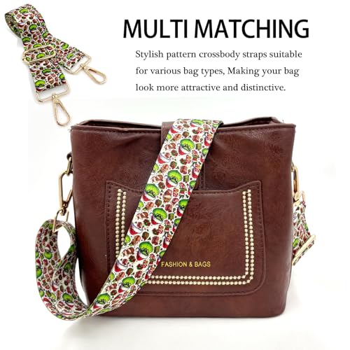 Image of Dsigo Purse Strap, 1.5 inch Wide Gold Alloy Buckle Floral Printing Crossbody Shoulder Strap for Bag Handbag Crossbody Bags