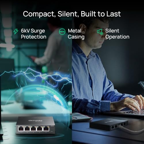 Image of TP-Link Omada 5 Port Gigabit Easy Managed, Switch, VLAN, Auto Loop Prevention, IGMP Snooping, Fanless, Managed by Omada, Durable Metal w /Shielded Ports(ES205G)