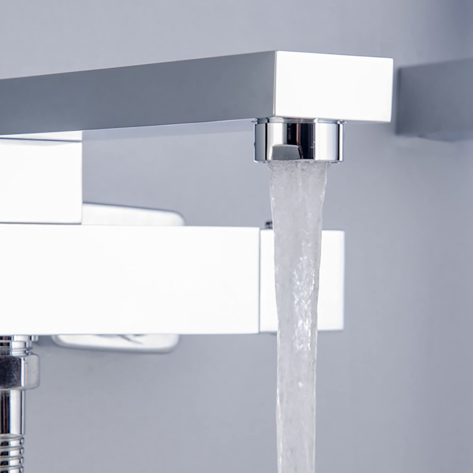 Termostatyczna bateria wannowa z 3 trybami ręczny prysznic, obrotowa bateria wannowa montowana na ścianie bateria wannowa mosiężny kran do wanny kran podwójny uchwyt wypełniacz kran mieszający