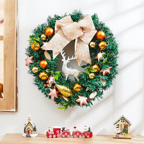 Couronne artificielle de Noël 40 cm lumineuse pour la décoration festive de porte