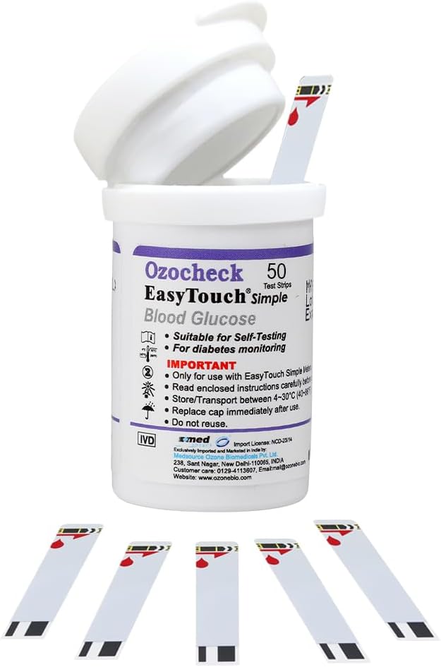OZET050 Blood Glucose Test Strips | Accurate & Fast Results | Pack of 50 Strips (Only Strips)