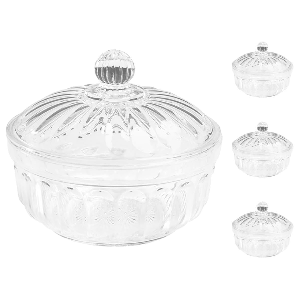 Bols à salade incassables en acrylique transparent avec couvercles ronds x4