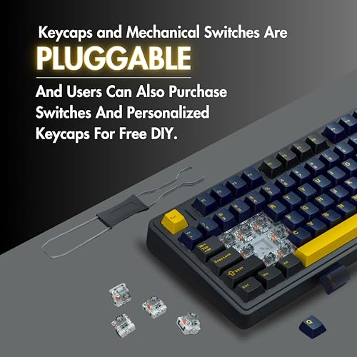 Image of AULA F87 Wireless RGB Mechanical Gaming Keyboard | Tri Mode 2.4GHz /Type-C /BT 75% Gasket TKL Custom Hot Swappable Keyboard (Thunder Black | Graywood Switch)