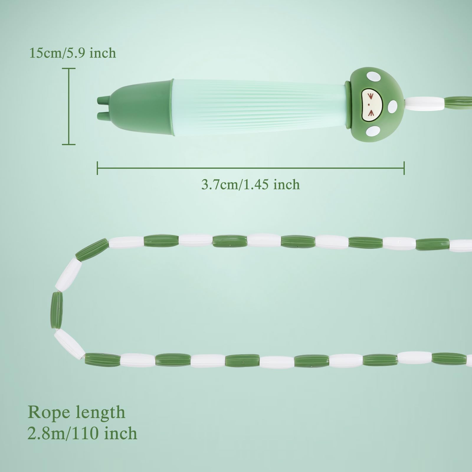 Corde à Sauter Enfant OTraki 2,8m – Perles Antinœuds, Poignées Silicone – Pour 4-12 Ans, Développement Osseux – Verte