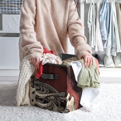 Boîte de rangement imprimée squelette pliable et ultra pratique