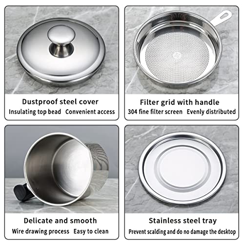 Berglander Bacon Grease Container With Strainer 47oz/1.4L, Stainless Steel Oil Storage Container with Fine Mesh Strainer Dust-proof for Storing Frying Oil and Cooking Fat, Cooker Accessories by Berglander - Used condition - Image 6