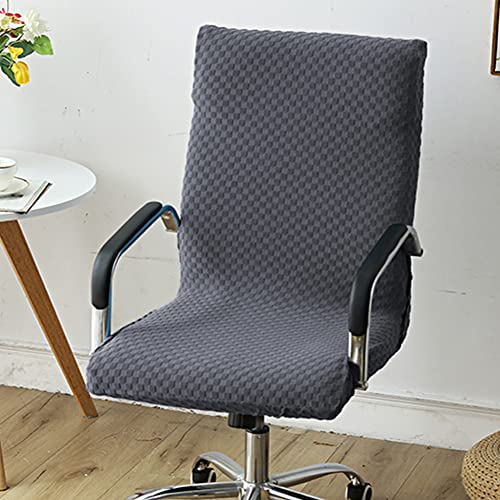 jHuanic Funda elástica para silla de oficina, fundas antideslizantes para silla de computadora, fundas de asiento para sillón de oficina, protector extraíble para asiento de silla (S, gris oscuro) Cover