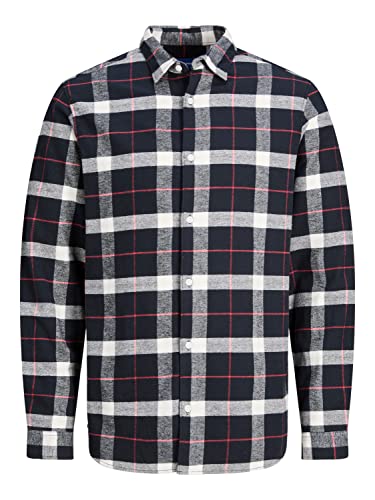 JACK & JONES Herren Jorjoshua Check Shirt Ls Hemd 12227596 ,Navy Blazer ,M