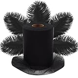 Black Tulle (6"x100 Yards) and 20 PCS Ostrich Feathers (10-12") Bundle