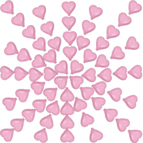 100Pcs 5 Valentines Day Foil Heart Shaped Balloons 5 Inch Heart Mylar Balloons Peach Heart Balloon for Wedding Birthday Engagement Single Party Decoration (Pink)