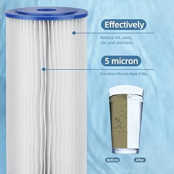 Geekpure Whole House Pleated PP Polypropylene Sediment Replacement Filters -4.5 x 20-5 Micron -Pack of 4