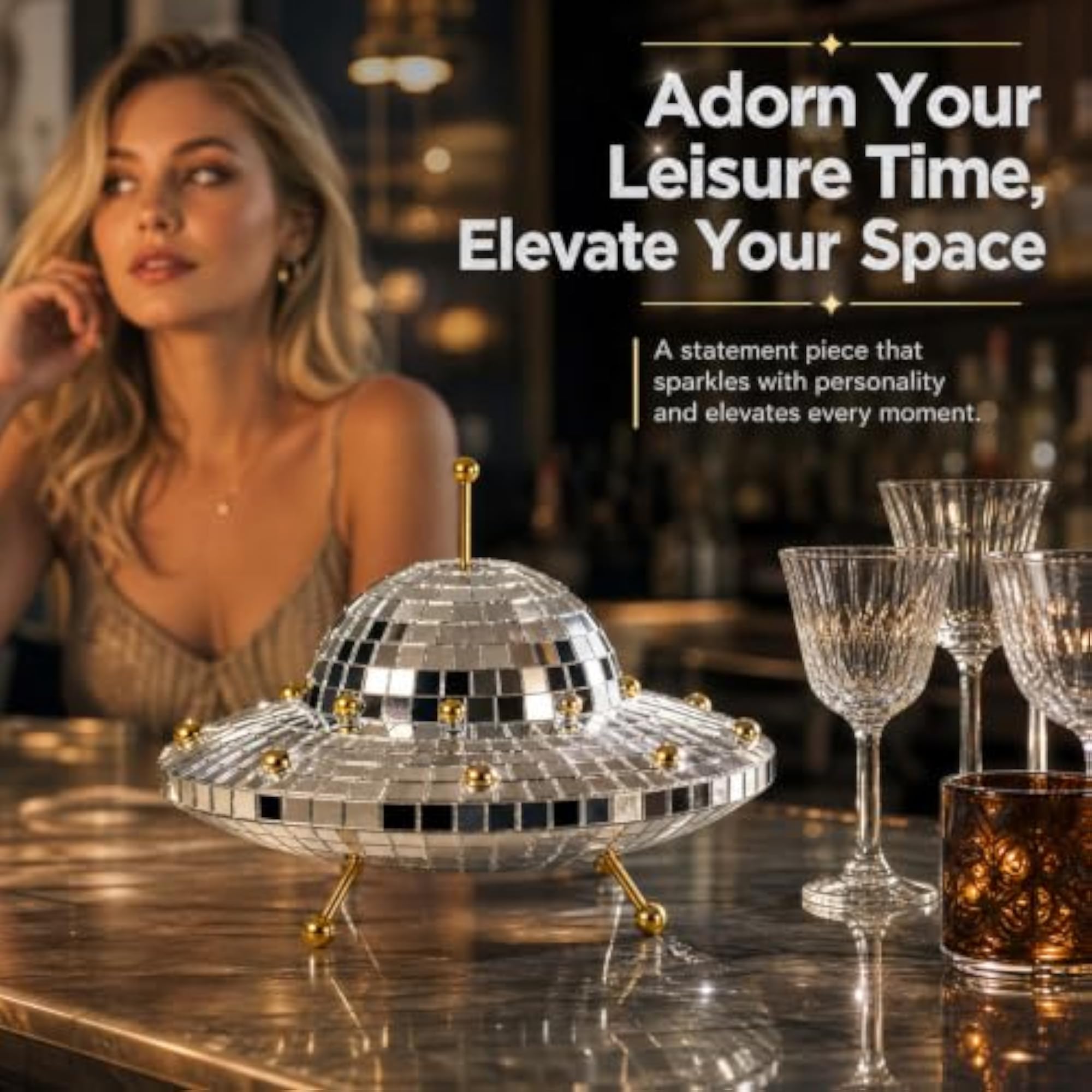 8 Inch Disco Ball UFO Spaceship Decorations