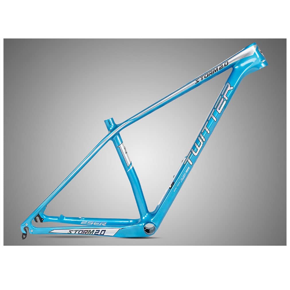 HIMALO 27.5er 29er Mountain Bike Frame 15''/17''/19'' XC Hardtail Bike Carbon Fiber Frame QR 135mm Disc Brake Frame Internal Routing (Color : Blue, Size : 29 * 17'')