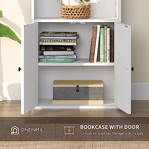 Oneinmil 6 Tier Bookshelf And Bookcase, Wooden Bookshelves With Cabinet Doors, Floor Bookshelves And Office Storage Cabinets For Home Office, Living Room thumb #3