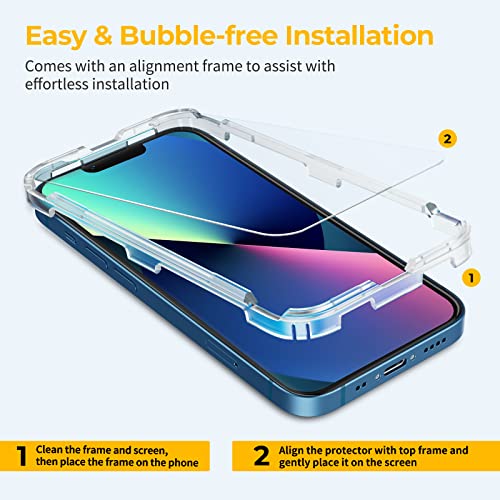 Image of UNBREAKcable Shatterproof Tempered Glass Screen Protector for iPhone 13 Mini [3-Pack] [99.99% HD Clear] [Easy Installation Frame] [9H Hardness] [Bubble Free] for Apple 13 Mini 5.4''