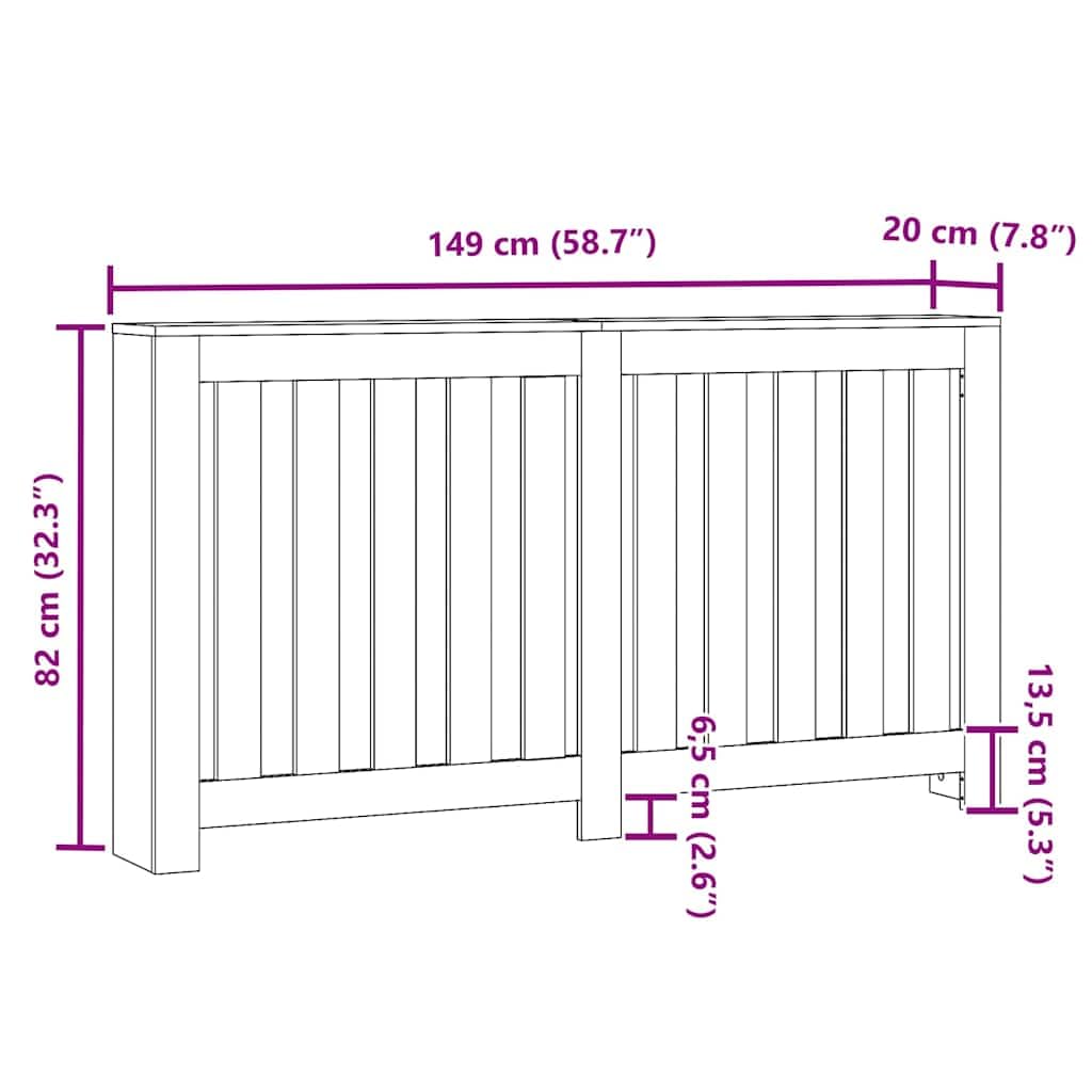 vidaXL Heizkörperverkleidung, Heizungsverkleidung Modernes Latten-Design, Heizkörperabdeckung für Wohnzimmer, Heizungsabdeckung, Artisan-Eiche 149x20x82cm Holzwerkstoff