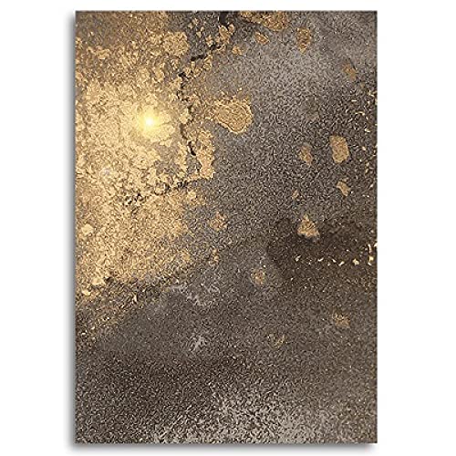 Wall Art Marmer Canvas Schilderij Moderne Nordic Abstracte Goudfolie Zwart Grijs Foto Print Woonkamer Home Decor (50X70) X3 Unframed - Afbeelding 4