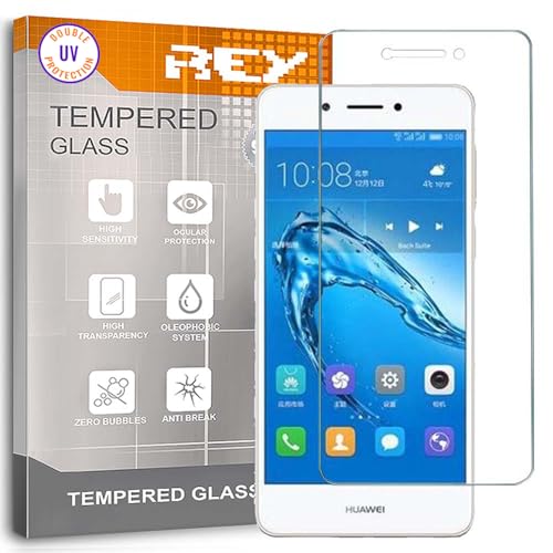 REY Protector de Pantalla para Huawei Enjoy 6S - Honor 6C, Cristal con Doble Protección UV, Vidrio Templado Premium 9H+