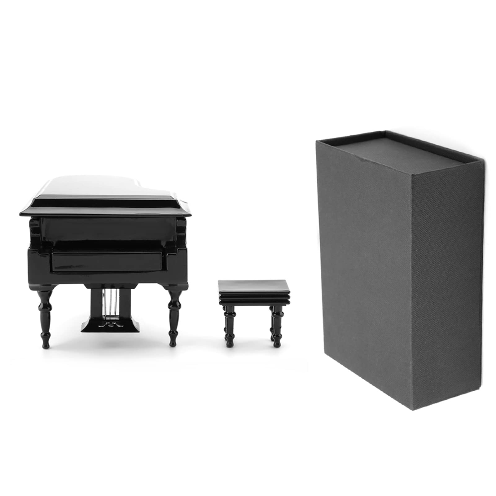 Modèle de Piano en Bois Noir Miniature avec Banc et Étui, Décoration Bureau ou Maison, Cadeau pour Collectionneurs et Musiciens