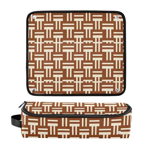 Estuche de viaje 2 en 1 para rizadores y planchas con tapete resistente al calor, color marrón rústico tejido miniatura 3