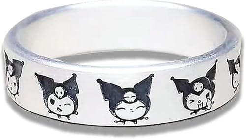 ZMANYIJEW Kuromi - Anillo Kuromi y mi melodía anillos Kuromi ajustables abiertos Kawaii juego de anillos Kuromi de San Valentín anillos Kuromi para
