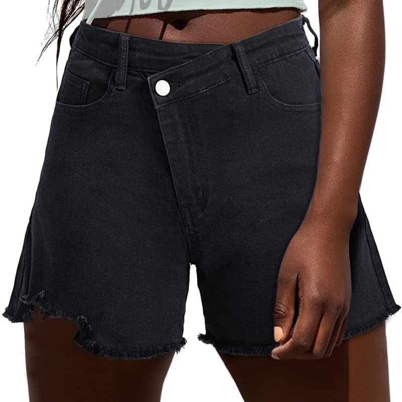 GenleckWomens Crossover Jean Shorts - Denim Shorts