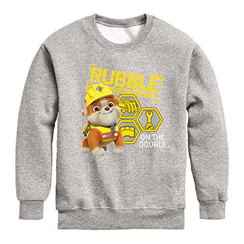 HYBRID APPAREL - Paw Patrol - Rubble & Crew - Rubble On The Double - Toddler & Youth Crewneck Fleece Sweatshirt - Size 5T Athletic Heather
