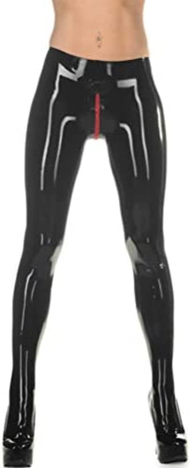 Latex Gummi Rubber Crotch Pantaloni Con Cerniera Rossa Pantaloni 0,4 Mm,X-Piccolo