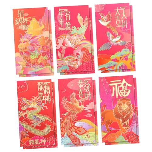 DOITOOL 2024 Red Envelope Pack 12pcs Hong Bao Red Envelopes for Lunar New Year Celebrations