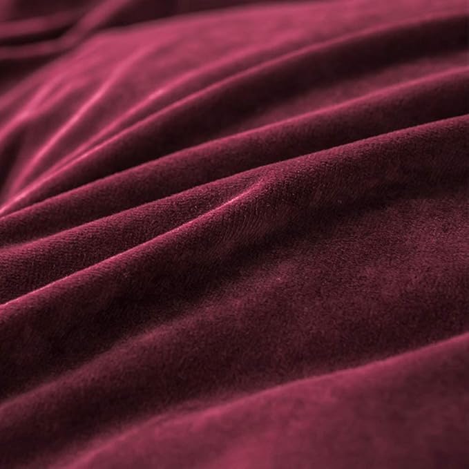 Image of Amazing Super Soft Double Bed Woollen Quilt Cover, 310TC Warm Duvet Cover, Woolen Duvet Cover /Rajai Cover /Blanket Cover /Quilt Cover King Size=90x100 Inches, Winter Blanket Cover (Wine)