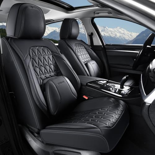 Image of Coverado Seat Covers, Car Front Seat Covers with Backrest, Nappa Leather Car Seat Protectors,Waterproof &Breathable,Anti-Slip Automotive Seat Cushion, Universal Fit for Most Vehicles