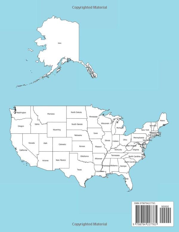 Miniatura 2 de Coloring Book for children and students USA State Maps and Counties Blank, Outline Maps for Coloring and Education