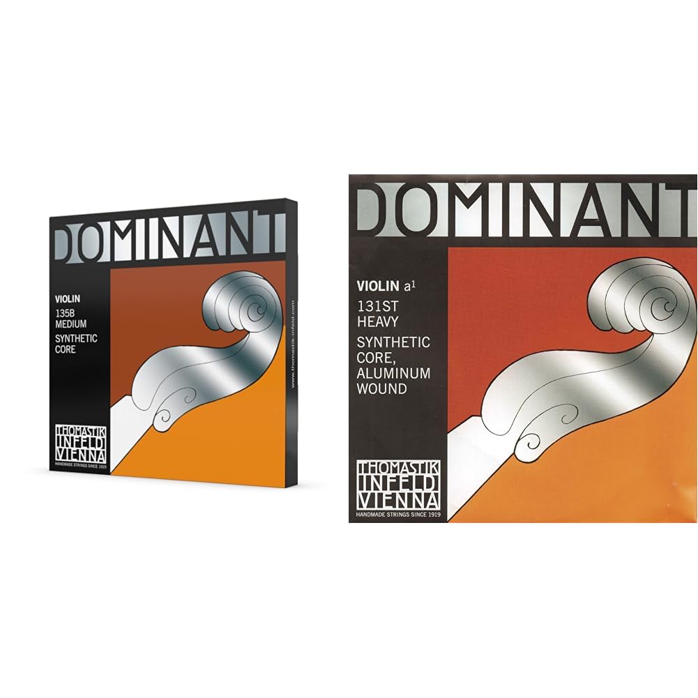 Dominant Strings135B - Juego de cuerdas para violín, 4/4 & cuerda suelta para 4/4 violín dominant - cuerda la núcleo de plástico, entorchado de aluminio, fuerte.