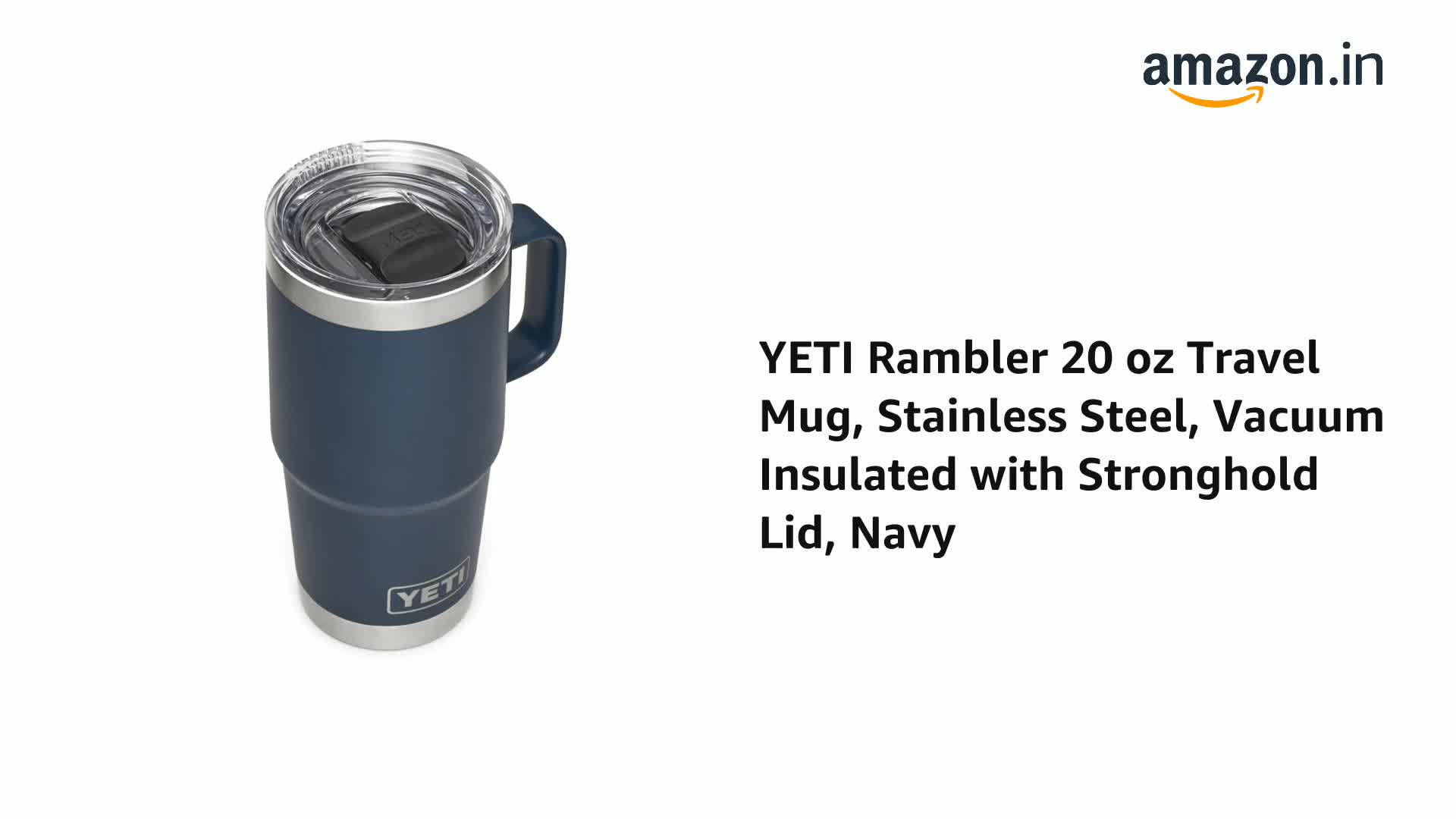 YETI Rambler 20 oz Travel Mug, Stainless Steel, Vacuum Insulated