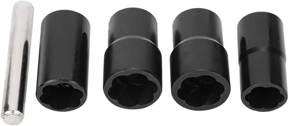 Carbon Steel 5Pcs Socket Set Locking Wheel Nut Bolt Stud Extractor Removers 17mm 19mm 21mm 22mm Socket
