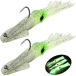 Señuelo Chivo QualyQualy 2 Piezas Luminoso Cebos de Calamar 35g Pesca Camarones Señuelo Cebo de Calamar para Atún Sepia Pulpo (2 Piezas #A)