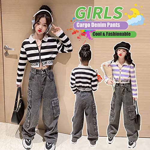 YaYabroe Kids Girls Ripped Distressed Washed Baggy Wide Leg Casual Jeans Size 5-14 yrs - Image 4