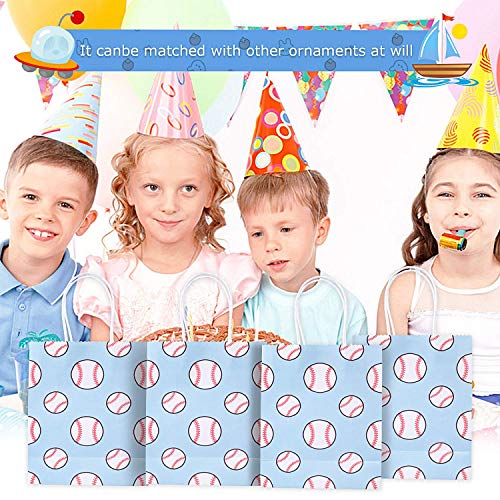 Baseball Kraft Paper Bags Candy Bags Party Favor Bags with Handle for Birthday,Baseball Goodie Bags,Baseball Theme Party Favor Bags and Baseball Party Celebrations - Thumbnail 2