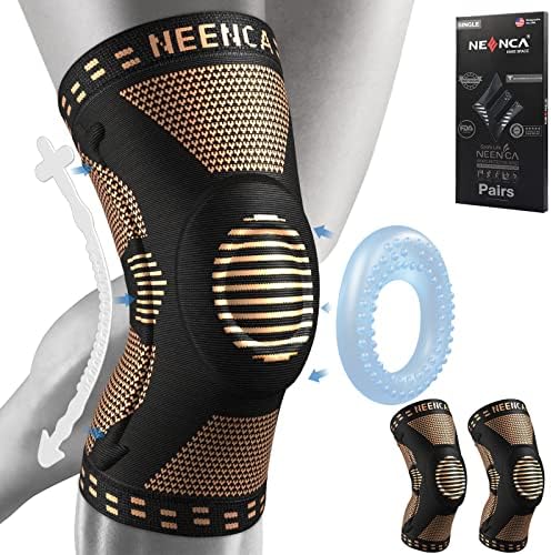 2 Pack Knee Braces for Knee Pain Men & Women, Compression Knee Sleeves for Knee Pain Relief Set, Knee Support with Side Stabilizers, Knee Protector for Sports, Runner, Meniscus Tear, ACL,PCL,Arthritis
