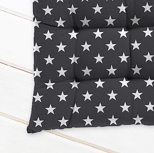 Image of Cotton Shell with Mixed Fiber Filled Printed Chair Cushion - Black Star