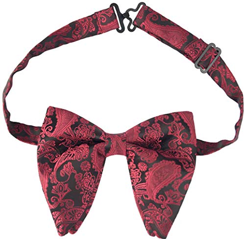 Justar Mens Pre-Tied Paisley Bowtie Oversized Tuxedo Bow Tie Hankie Cufflinks Set (Black) #TOP4