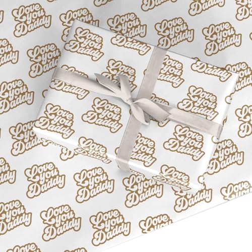 Fathers Day Wrapping Paper For Dad - Love You Daddy Birthday Gift Wrap Letter Print Design For Parents Made In The UK By Dyefor - 2 Sheets (50x70cm)