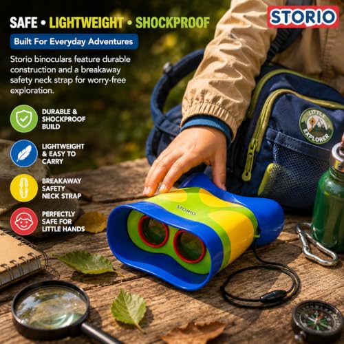 Image of Storio Binoculars for Toddlers & Kids | Educational Outdoor Exploration Toy for Boys & Girls Age 3+ | Safe, Lightweight & Shockproof Binoculars | Perfect Easter Basket Gift or Birthday Present