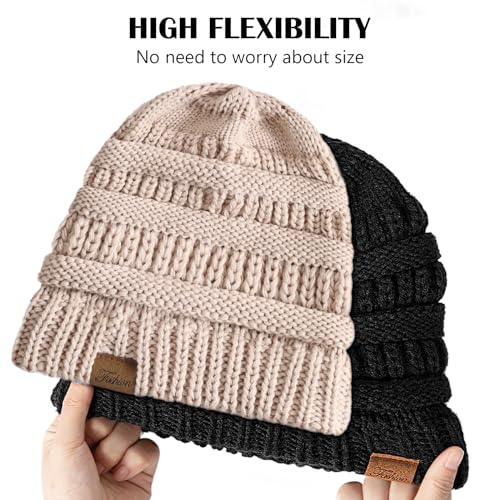 Image of Beanie with Ponytail Hole - Womens Beanie Winter Hat, Ponytail Hat