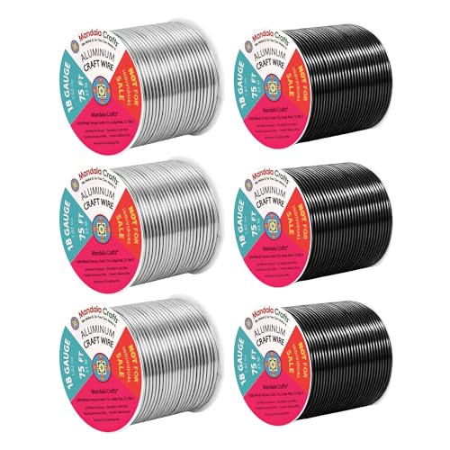 Image of Mandala Crafts 18 Gauge Silver Tone Black Anodized Aluminum Craft Wire | 450 FT, Colored, Flexible, Bendable for Bonsai Armature Sculpting Wire Wrapping Jewelry Making, Weather & Tarnish Resistant