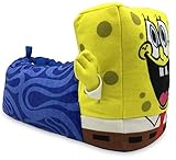 Gelb/Marineblau. Squarepants Spongebob Kinder Plüsch Hausschuhe